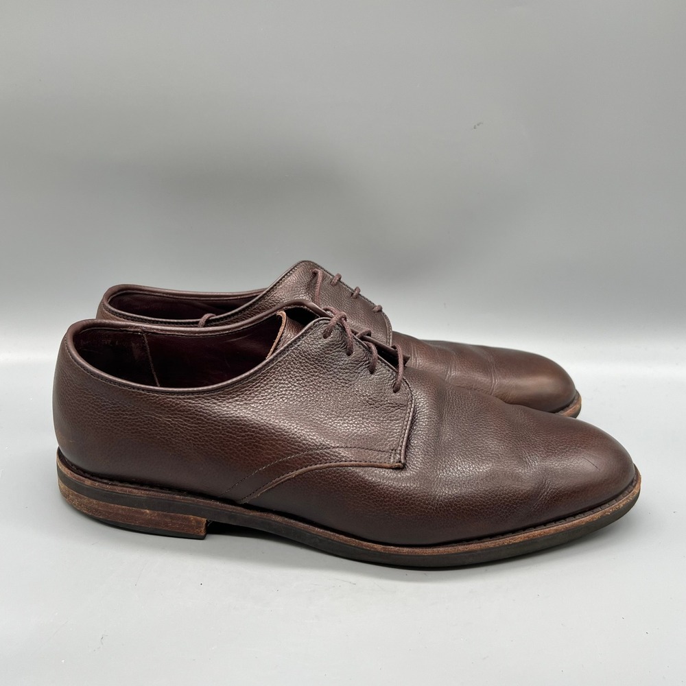 Allen Edmonds Shoes Mens 10.5 Brown Leather Pebble Grain Derby Plain Toe Dress